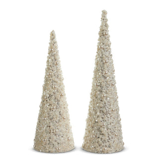 Pearl Embellished Cone Trees Set