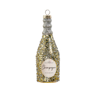 Gold Glittered Champagne Bottle Ornament