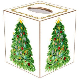 Christmas Tree with Gold Star and Scroll Tissue Box