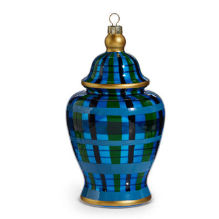 Blue Plaid Ginger Jar Ornament