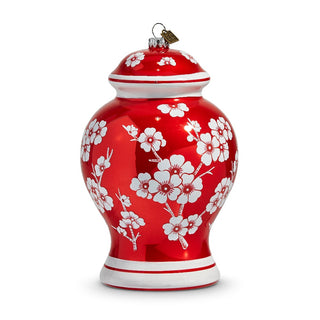 Metallic Red Flower Jar Ornament