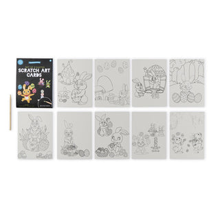 24 Pc Easter Design Scratch and Coloring Cards Kit Unit