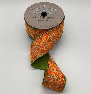 Orange Boucle Dupion Ribbon, 2.5” x 10YD