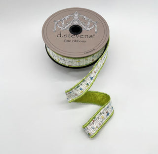 Bouclé Color Splash Ribbon with Lime Back, 1" x 10 YD