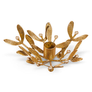 Gold Mistletoe Candle Holder