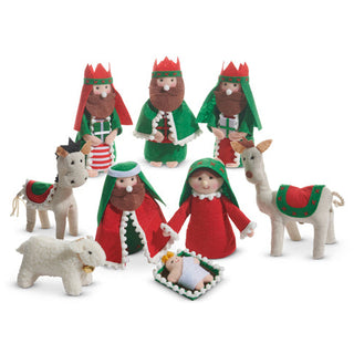 Red & Green Nativity Set