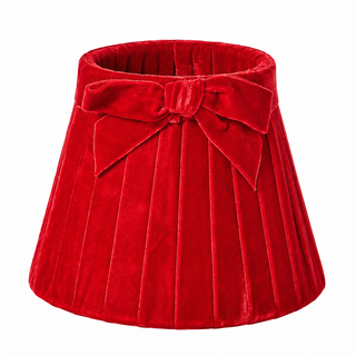 Pleated Velvet Bow Lampshade Cover