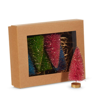 Multicolor Bottle Brush Tree Ornament Set