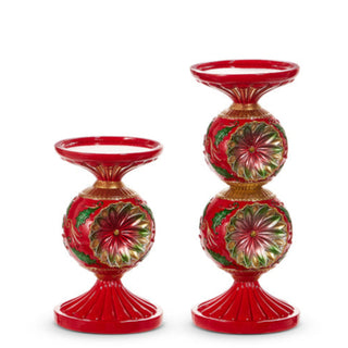 Red & Green Vintage Candle Holder Set