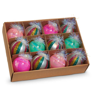 Box of 12 Multicolor Ornaments, 2.5"
