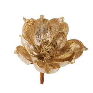 Gold Magnolia Clip-On Ornament