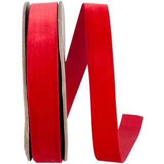 Scarlet Woven Edge Velvet Ribbon, 7/8" X 10YD