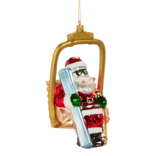 Santa on Ski Lift Ornament