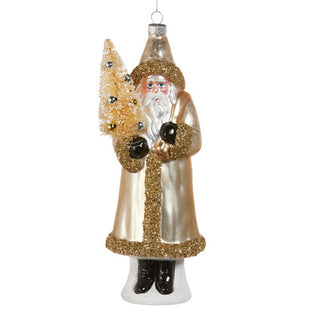 Glass Glitter Santa Ornament