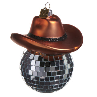 Brown Cowboy Hat Disco Ball Ornament