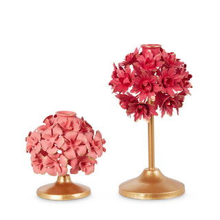 Pink Floral Candle Holder Set