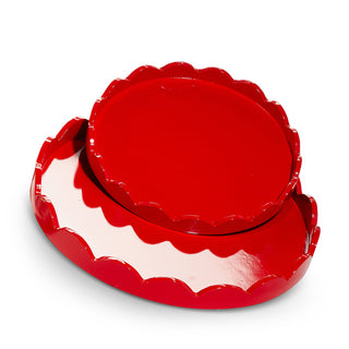 Round Red Scallop Tray