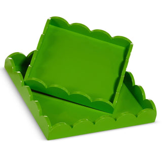 Square Green Scalloped Tray