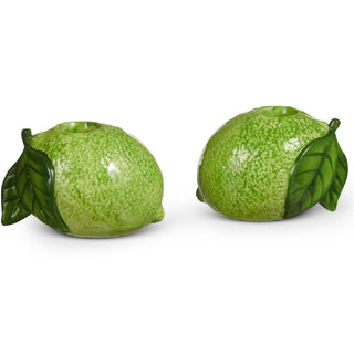 Lime Taper Candle Holders, Set/2