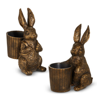 Antique Gold Bunny With Basket