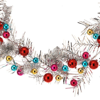 Tinsel Garland with Shatterproof Plastic Balls, 4'