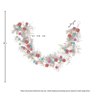 Tinsel Garland with Shatterproof Plastic Balls, 4'