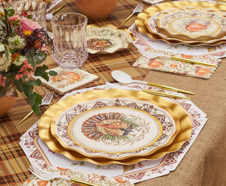 Turkey & Gourds by Rosanne Beck Wavy Dinner Plates