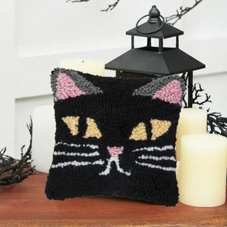 Halloween Spooky Cat Face Mini Throw Pillow