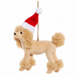 Dog with Santa Hat Ornaments