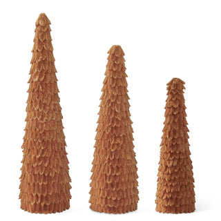 Mustard Petal Leaf Cone Trees, Set of 3