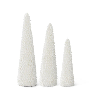 White Petal Leaf Cone Trees, Set of 3