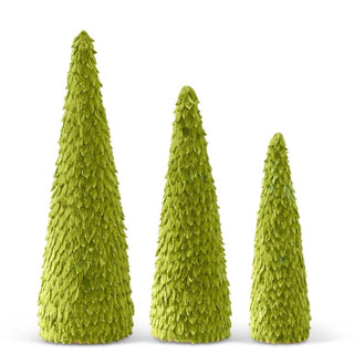 Light Green Petal Leaf Cone Trees, Set of 3