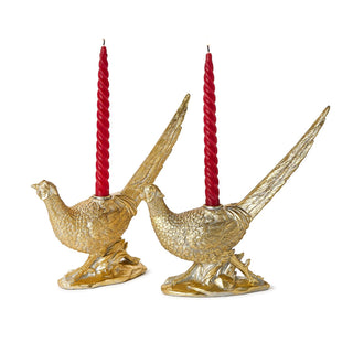 Golden Pheasant Taper Candleholder Set