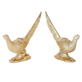 Golden Pheasant Taper Candleholder Set