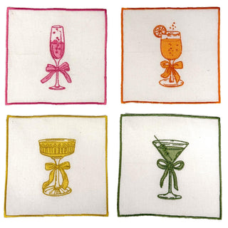 Cheers Embroidered Cocktail Napkin Set