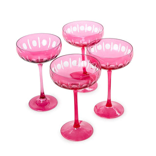 Hand Engraved Coupe Wine Glass- Pink