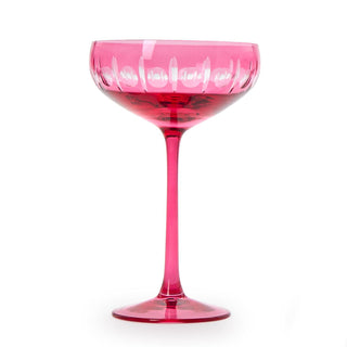 Hand Engraved Coupe Wine Glass- Pink