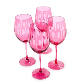Hand Engraved Stemmed Wine Glass- Pink