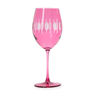 Hand Engraved Stemmed Wine Glass- Pink