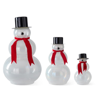 Clear Glass Snowman with Red Scarf