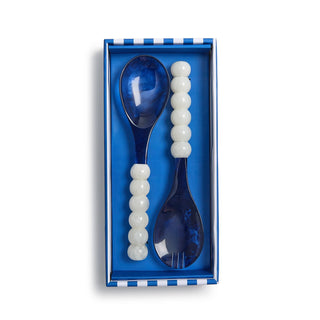 Modern Pop Blue and White Salad Serving Set in Gift Box
