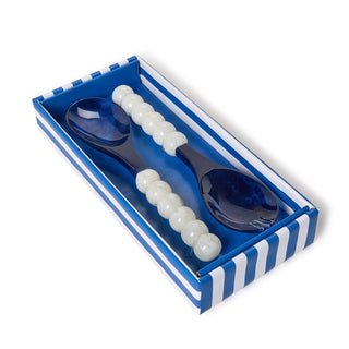 Modern Pop Blue and White Salad Serving Set in Gift Box