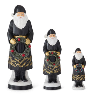 Black Coat Santa with Bottle Brush Wreath