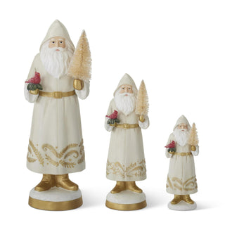 Cream Santa with Cardinal & Bottle Brush Tree