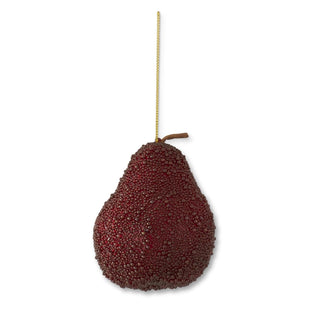 Burgundy Beaded Pear Ornament