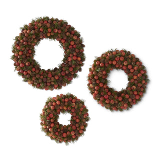 Orange Pods Pinecones & Pine Wreaths