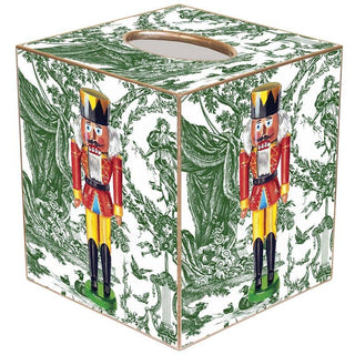 Nutcracker Green Toile Tissue Box Cover