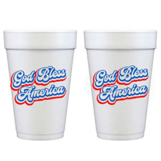 God Bless America Script Foam Cup Set