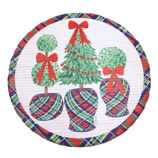 Bamboo Mat Topiaries in Plaid Pots