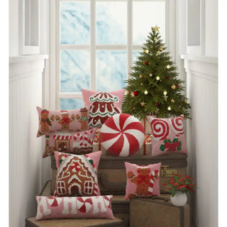 Gingerbread House Candy Cane Hook Pillow